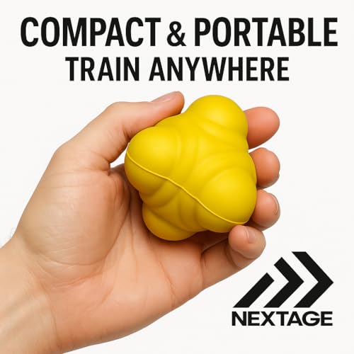 Image of Nextage Rubber Reaction Ball - High Bounce Reflex Sports Training Equipment, Agility Speed Hand Eye Coordination, Bouncing Multi Directional Reaction Ball for Cricket Boxing Badminton Tennis