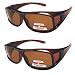 2 Pair Polarized Fit Over Wear Over Prescription Glasses Sunglasses -PC70077POL-Italian Brown/Brown