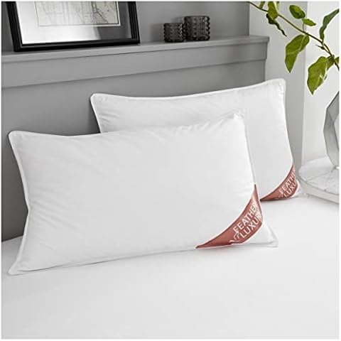 GC GAVENO CAVAILIA Hotel Quality Duck Feather Pillows 2 Pack, Luxury Comfy & Breathable Medium Firm Bed Duck Down Pillows, Anti Allergy Pillow For Neck Back Support, White, 50x70 Cm Cover