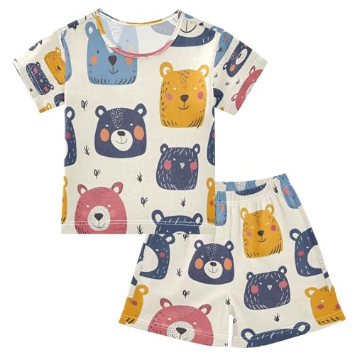 senya Short Sleeve Pajamas Sets Summer Cotton Sleepwear Bear Face