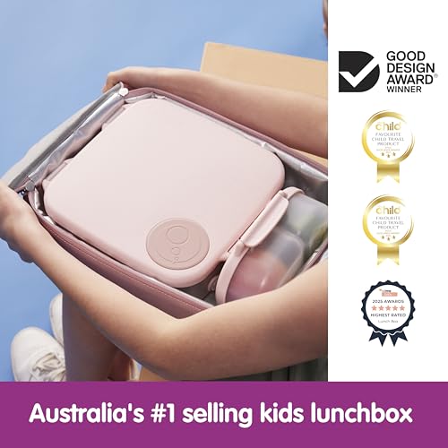 Image of b.box Lunch Box for Big Eaters All Ages - 8.5 Cup Leak Proof Bento Box with 4 Compartments, School Lunch Container with Ice Pack, Dishwasher Safe, BPA-Free, PFAS-Free - Blush Crush