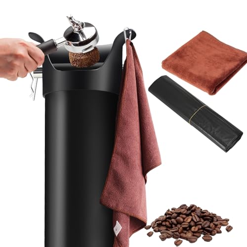 Commercial Coffee Knock Box for Counter Espresso Standing Knock Box for Espresso Coffee Grounds Espresso Grounds Knock Box Large with Garbage Bags and Towels (White)