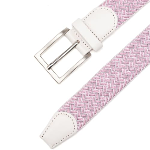 Image of Men's Stretch Braided Elastic Woven Canvas Golf Belt, multicolor,1 3 /8 inch
