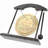 TEHAUX ヴィンテージ合製ゴング置物 デスクトップ用安定性良好 伝統的な風水装飾 ホームオフィス向けインテリア工芸品