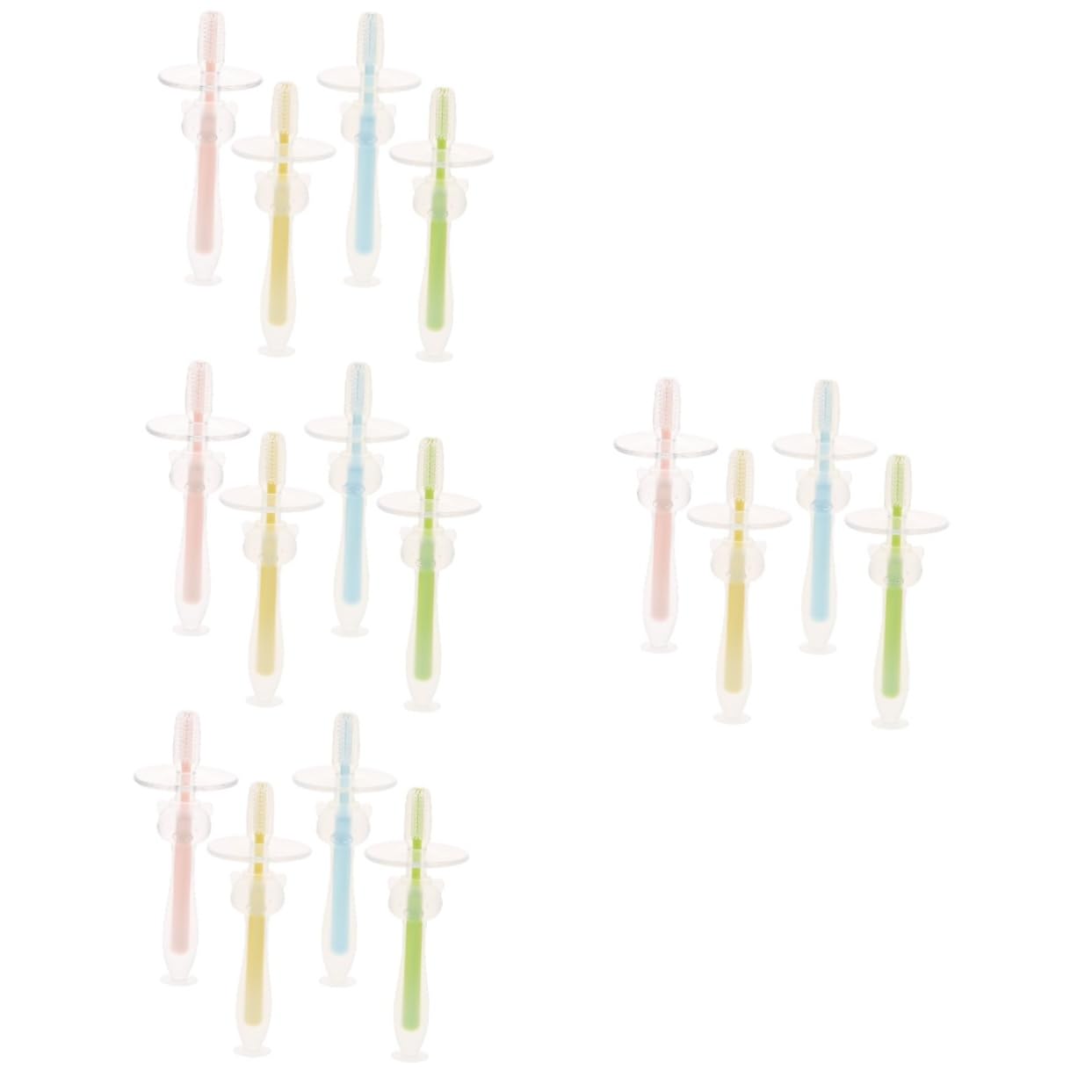 Healeved 16pièces Brosse à Dents Silicone Pour Garçon Fille Avec Base Antidérapante De Brossettes Douces Pour Hygiène Buccale Des Tout-petits
