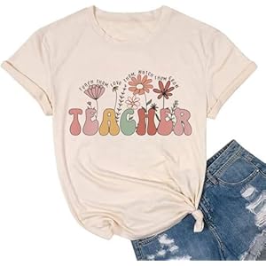 Women Teach Them Love Them Watch Them Grow Wildflower Teacher Shirts Summer Inspirational Teaching Halloween Graphic Tees