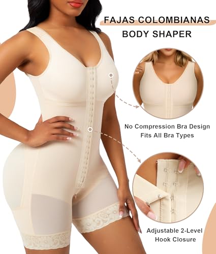 Image of SHAPERX Women's Fajas Colombianas Tummy Control Shapewear Postpartum Full Body Shaper Butt Lifter Bodysuit