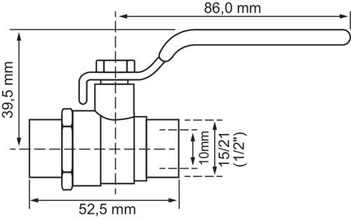 SOMATHERM FOR YOU - Doppelkugelhahn Männlich 15/21 - Umkehrbarer Flachgriff - Standarddurchgang - Verstärkte Dichtung mit 2 O-Ringen.