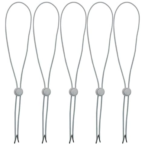 AKOAK Set of 5 Hat Flexible Removable Chin Cord Windproof Strap Clip Adjustable Cord Fastener for Golfing, Fishing, Boating, Sailing, and Other Sports(White) Cover