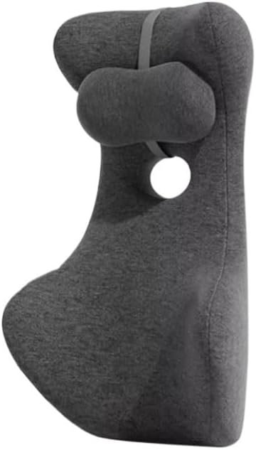 Grey Cotton Office Lumbar Support Pad for Prolonged Sitting