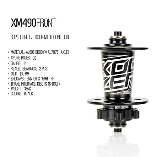 Bestpartscom Koozer Xm490 28 Holes Mtb Front Hub Full Aluminum Super Light Bike Bicycle Disc Brake 6 Bolts 9X100Mm Quick Release Hub W/Qr Skewer For Shimano 8-11S & Sram 8-10S #TOP5