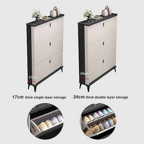 Shoe Storage Cabinet Cabinets Hallway Slim Cupboard Cupboards Hallways Slimline，3 Flip Drawers Shoe Cabinet,Shoe Organizers,Free Standing Shoe Racks,Space Saving Shoe Storage,for Narrow Clos