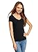 Produktbild oodji Collection Damen T-Shirt Basic mit V-Ausschnitt, Schwarz, DE 38 / EU 40 / M