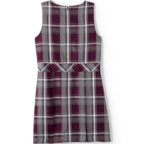 Lands' End Uniform Custom Jumper Top of Knee Plaid Burgundy/Gray Kids 52