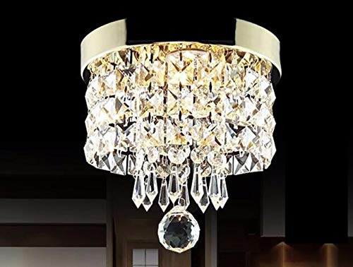 Plafón Lámpara Techo Cristal,LED Lámpara de Techo,Moderna LED Luz de Techo,para Baño Dormitorio Cocina Sala de Estar Comedor Balcón Pasillo (Oro Placa de techo,Luz fría) Cover