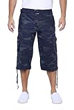 X RAY Men's Belted Long Cargo Shorts for Men, Below Knee Length Mens Cargo Shorts, 3/4 Pants (Big and Tall Shorts for Men) Navy CAMO 34