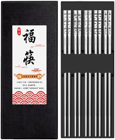 Stainless Steel Chopsticks - Laser-Engraved,Reusable metal chopsticks Non-Slip Tips, Dishwasher Safe Metal Utensils for Sushi, Cooking, Family & Gifts 9.25 Inches (Floral) image 5