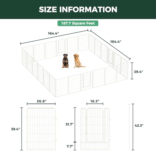 Image of FXW Rollick Unleashed Dog Playpen for Indoor, Yard, RV Camping, 40 inch 24 Panels for Medium and Large Dogs, White│Patented