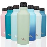 Picture of Insulated Water Bottle with Straw,25 OZ Double Wall Vacuum Stainless Steel Water Flask with 2 Lids,Macaroonn Green