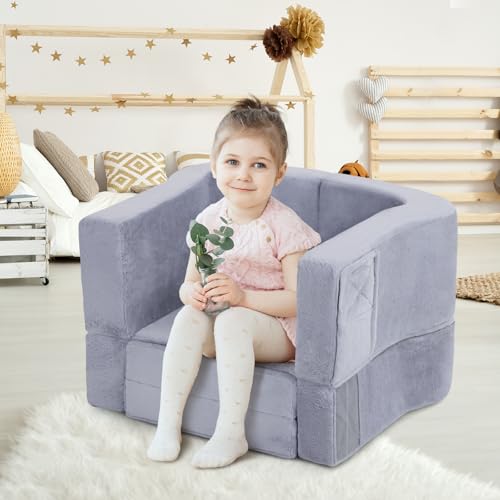 Portable Toddler Travel Bed, 2-in-1 Foldable Toddler Bed Sofa Chair, Soft Baby Kids Travel Floor Cot with Washable Covers Safety Foam Raised Bumper for Grandma's House Road Trips Camping Hotel by whiffee - Image 9