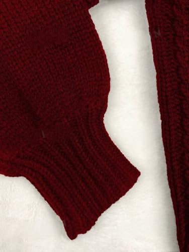 Image of ZAFUL Women's Tie Front Crop Cardigan Sweater V-Neck Lantern Sleeve Open Front Loose Casual Knitwear