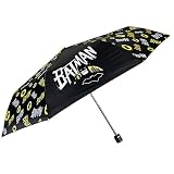 PERLETTI Batman Kompaktowa Parasolka dla Dzieci Solidny Czarny Biały Żółty - Mini Parasol Składany Wiatroodporny Podróżny Kieszonkowy Odporny do Szkoła - Manualny System Otwierania - Średnica 91 cm
