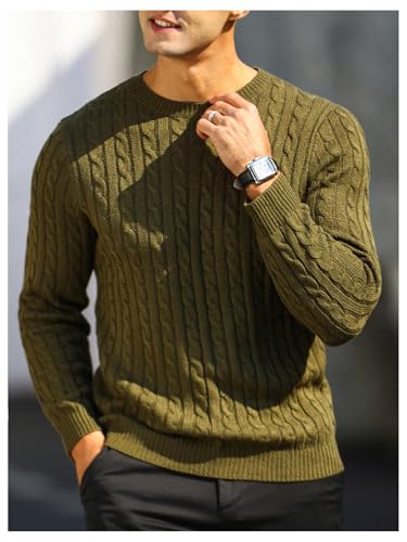 OYOANGLE Men's Crewneck Long Sleeve Ribbed Knit Sweater Tops Solid Casual Fitted Pullover Tops Vintage Knitwear3