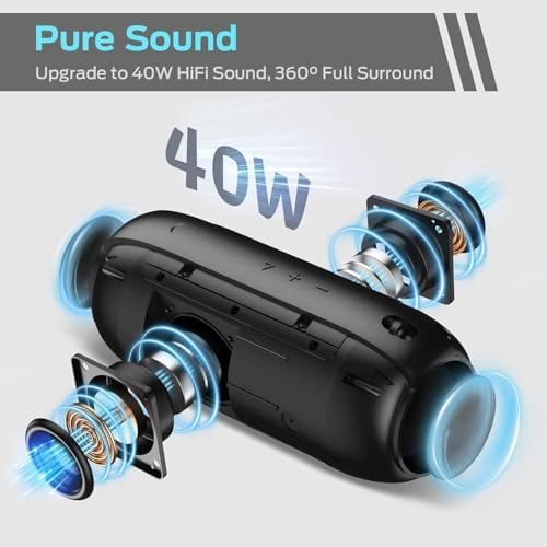 S320 Bluetooth Speaker, Portable Bluetooth Speaker, 40W True Wireless Speaker,360° Stereo Sound Effect,IPX7 Waterproof Speaker, 32 Hour Playing Time,Suitable for Outdoor Speaker - 4