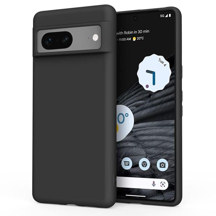 BURAQ Replacement Cover For Google Pixel 7, Black Slim Fit Soft TPU Flexible Silicone Case Compatible For Google Pixel 7