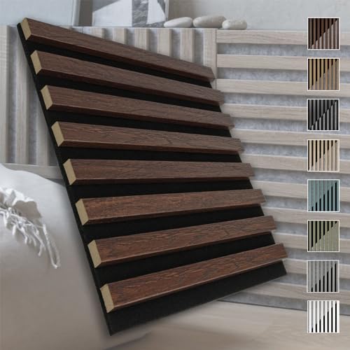 MARBET DESIGN Akustikpaneele Akustikquadrate 40x40cm Wandverkleidung Holz - (1 Paneel, schwarz - Eiche dunkel) Filz Akustik Effekt innen Flur Wohnzimmer