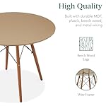 Best Choice Products 5-Piece Dining Set, Compact Mid-Century Modern Table & Chair Set for Home, Apartment w/ 4 Chairs, Plastic Seats, Wooden Legs, Metal Frame - Beige/Walnut - Image 5