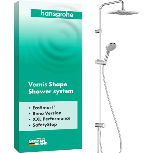Hansgrohe Vernis Shape Sistema de ducha con termostato 230, 1 tipo de chorro Reno Ahorro de agua, cromo, 26289000