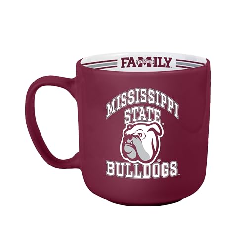Logo Brands NCAA Mississippi State Bulldogs 15oz Stripe Mug - Team Logo, Inside Print, Standard Handle, Microwave & Dishwasher Safe