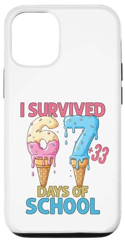 I Survived 100Days of School 67+33 �A�C�X�N���[�� �X�}�z�P�[�X iPhone 12/12 Pro �p