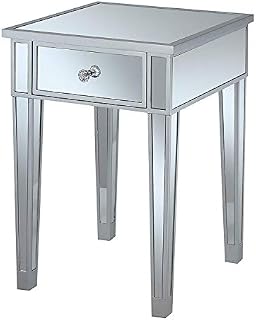 Convenience Concepts Gold Coast Mirrored End Table with Drawer, Silver / Mirror
