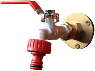 Outside 1/2'' Garden Tap with Through The Wall Flange Bracket Set for 15mm Copper Or 15mm Plastic Pipe (Lever Tap)