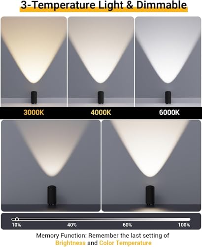 Image of Abovizo 4 Pack Uplighting Indoor, LED Floor Can Lights with Remote and Timer, 3 Color Temps Dimmable Spotlight for Corner Sofa Plant Home Accent Lighting, 5.9 FT Plug Cord & Foot Switch, Black