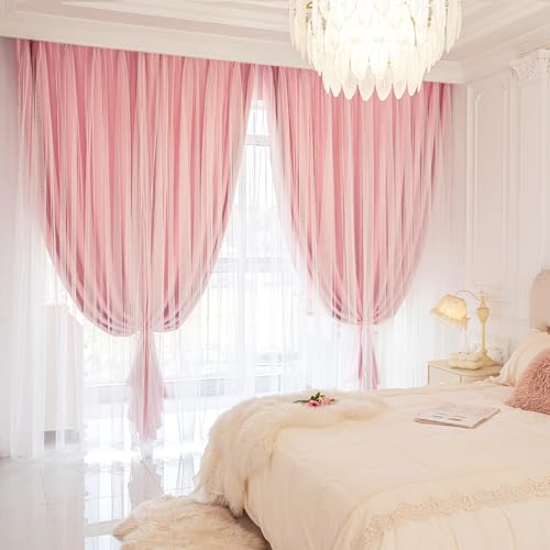 XiDi Double Layer Curtains with Sheer Overlay for Girls Kids