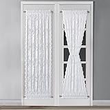 Warm Home Designs White French Door Curtains. English Rose Lace Curtain Door Pair Comes with 2 Tiebacks. 52 x 72 Inch Length Curtains Perfect for Door Windows. LFD White 52x72