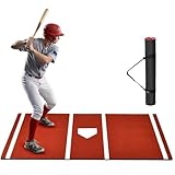 Sturdum Batting Mat, 6 x 4 FT Baseball Softball Hitting Mat for Batting Stance Practice, Batters Box Turf Mats with Home Plate, Non-Slip Baseball Cage Mats for Outdoor Indoor with Carry Strap