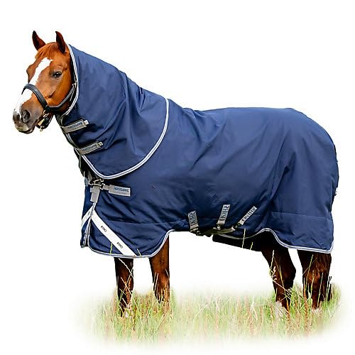 Couverture Rhino Plus Turnout Lite Horseware bleu marine marine gris et bleu de 81 pouces