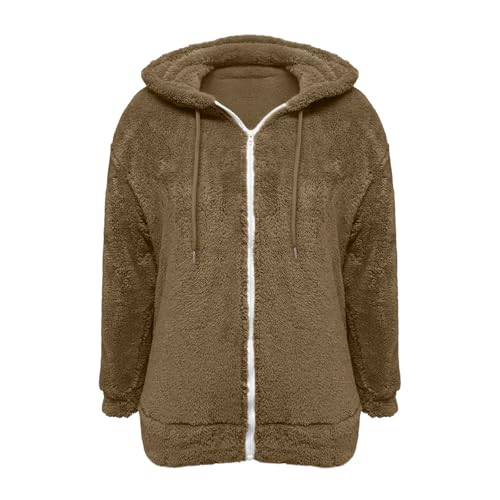 Sherpa Jacket Women Winter Full Zip Fuzzy Fleece Oversized Coats with Hood - image 7