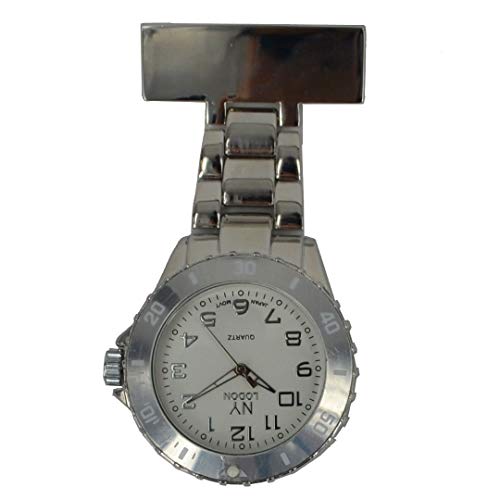 MontCherry 3D Bookmark and Prince NY London Rotating Nurses Fob Watch by Trendz (Metal Silver/White Face)