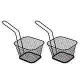 Hemoton 2 Stück Frittierkorb Mini Quadratische Chip Körbe Metall Friteuse Serviert für Hähnchenflügel Kartoffelchips Pommes Frites (Schwarz)