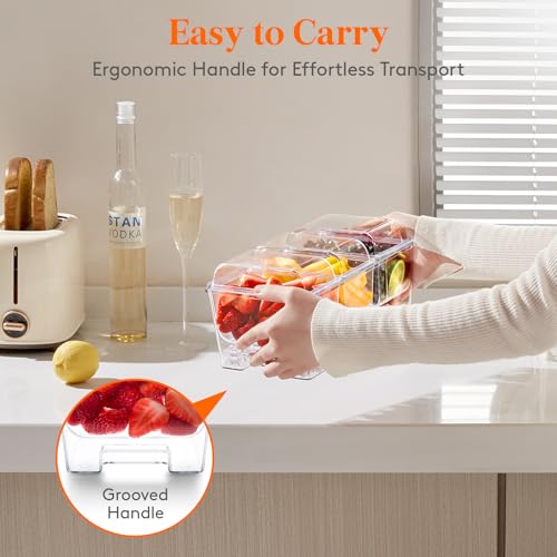 Lifewit Ice Chilled Condiment Caddy with 3 Containers(2.5 cup), Condiment Server with Separate Lids, Serving Tray Platter with Removable Dishes for Bar Accessories, Fruit, Salad, Taco, Party Garnish by Lifewit - Image 8