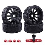 Hobbypark 17mm Hex 1/8 Scale Buggy Tires and Wheels Set Street Tires with Foam Inserts Pre-glued...