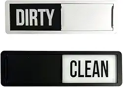 Placa de estado da máquina de lavar louça com indicador deslizante - Marcador magnético sujo/limpo em padrão de mármore preto branco prateado, ferramenta de organização de utensílios de cozinha para