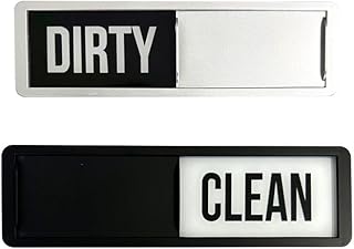 Dishwasher Status Sign with Sliding Indicator - Dirty/Clean Magnetic Marker in Silver White Black Marble Pattern, Kitchen Appliance Organization Tool for Home