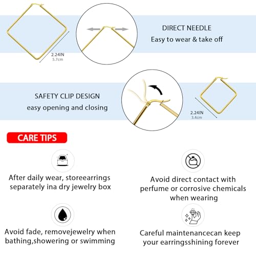 Hoop Earrings for Women - 18K Gold Plated Copper Minimalist Jewelry, Hypoallergenic Lightweight Design Fashion Statement Accessories for Daily Wear & Gifts3