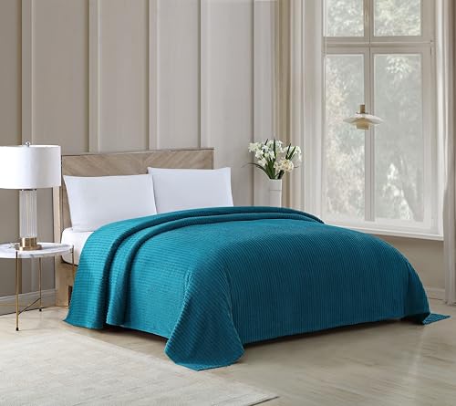 Beatrice Home Fashions Channel Chenille Bedspread, Twin, Peacock by Beatrice Home Fashions - Image 2